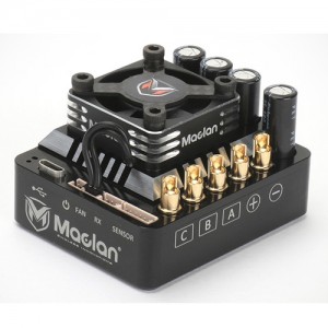 MCL2013R MACLAN M32e 1/8 COMPETITION SENSORED 200A ESC (W/ Hurricane 30mm HV Aluminum ESC Fan and Carbon Guard)