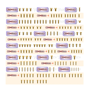 TWORKS GSS-NB482.1 Gold Plated Steel Screw Set 171pcs. ( For TEKNO NB48 2.1 )