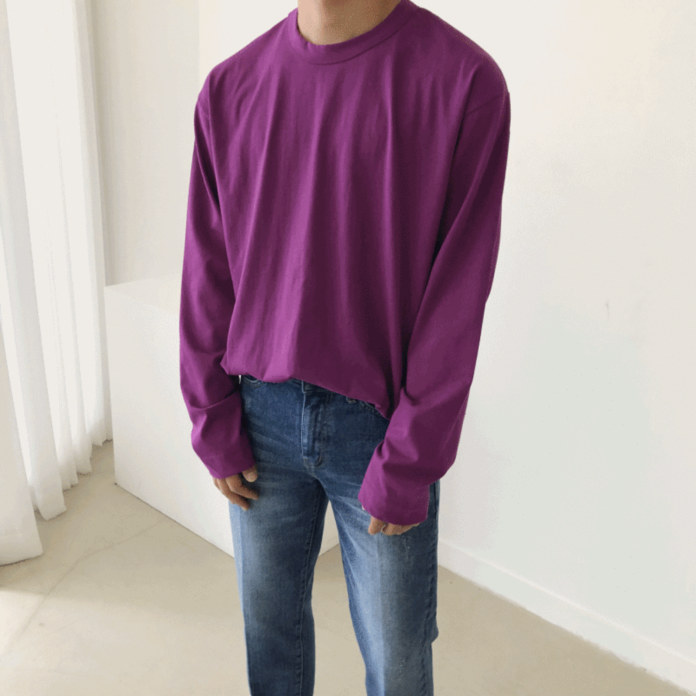 GH 로제 오버핏 무지 긴팔 티셔츠 (6color)