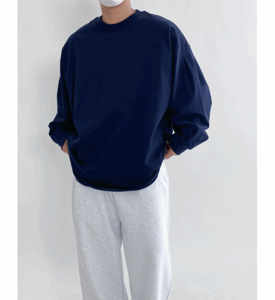 [ man ] 벌룬 소매 밴딩 오버핏 긴팔 티셔츠 4color