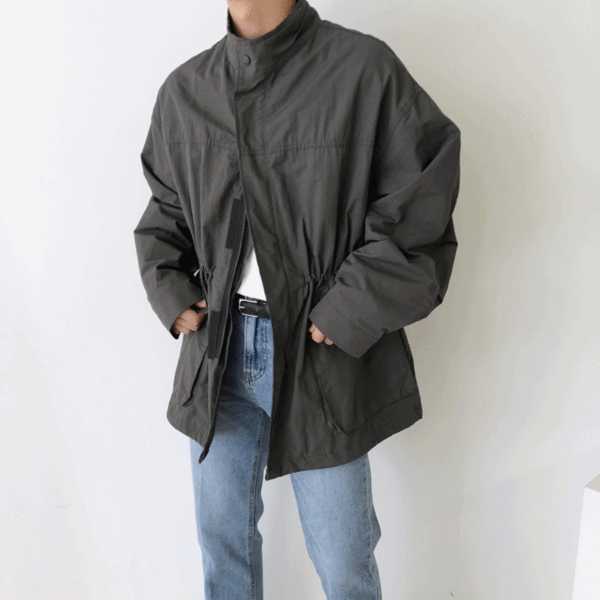 LOU 벨크로 스트링 오버핏 바람막이 야상자켓 ( 2color )