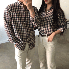 MG 커플 남녀공용 체크 셔츠 (2color)