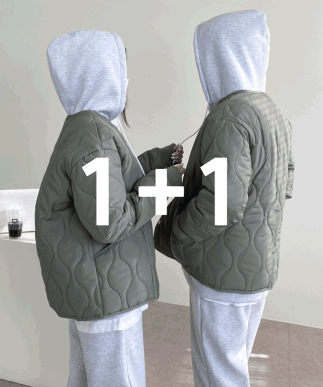[1+1] 발열 항아리 퀼팅 노카라 남녀공용 커플 깔깔이 패딩 자켓 3color