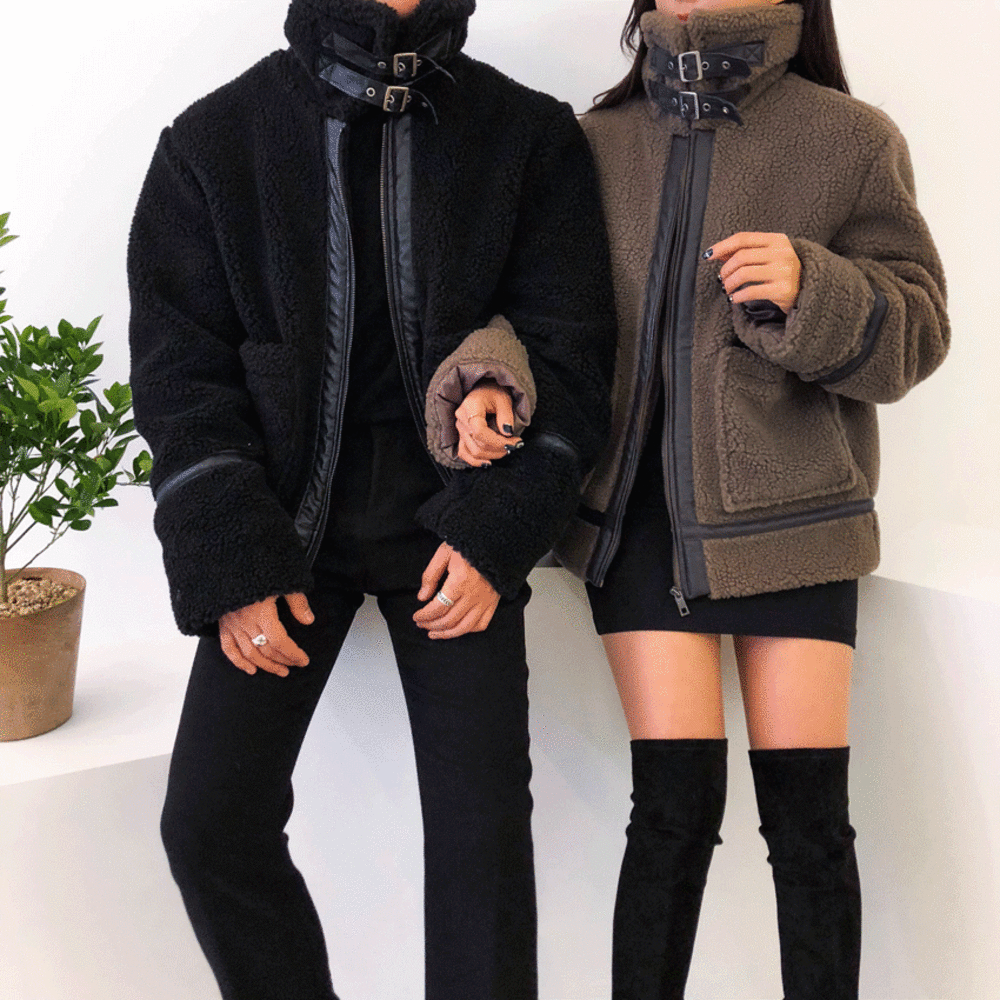 남녀공용 커플 양털 무스탕 자켓 (2color)