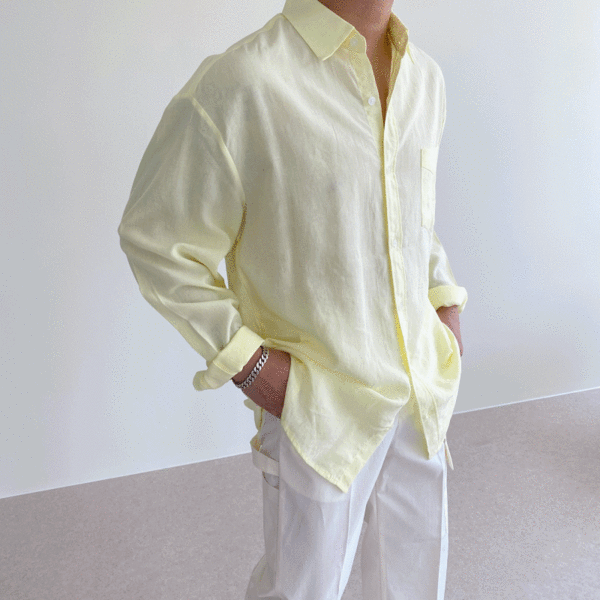 SEN 할리 린넨 루즈핏 포켓 긴팔셔츠 ( 4color )