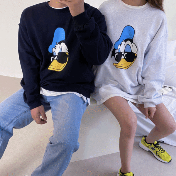 [ 디즈니정품 ] LK 남녀공용 커플 오버핏 도날드덕 프린팅 맨투맨 ( 3color )