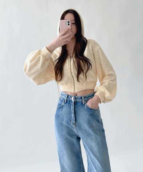 [ woman ] 벌룬 크롭 숏 후드집업 4color