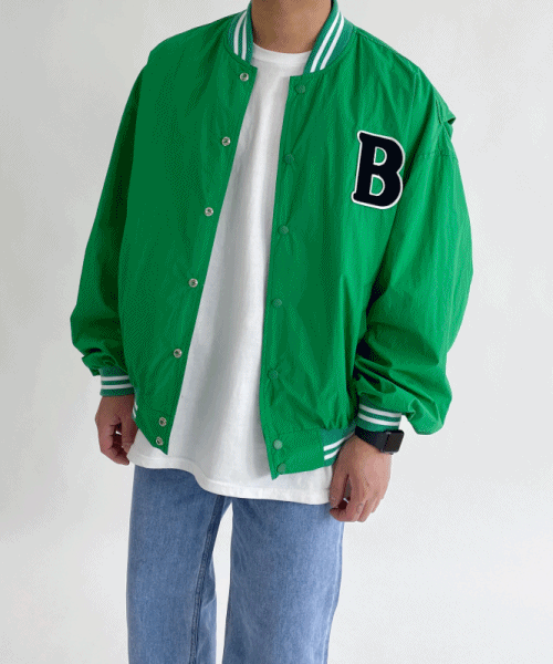 [ man ] B 와펜자수 배색 오버핏 야구점퍼 자켓 2color