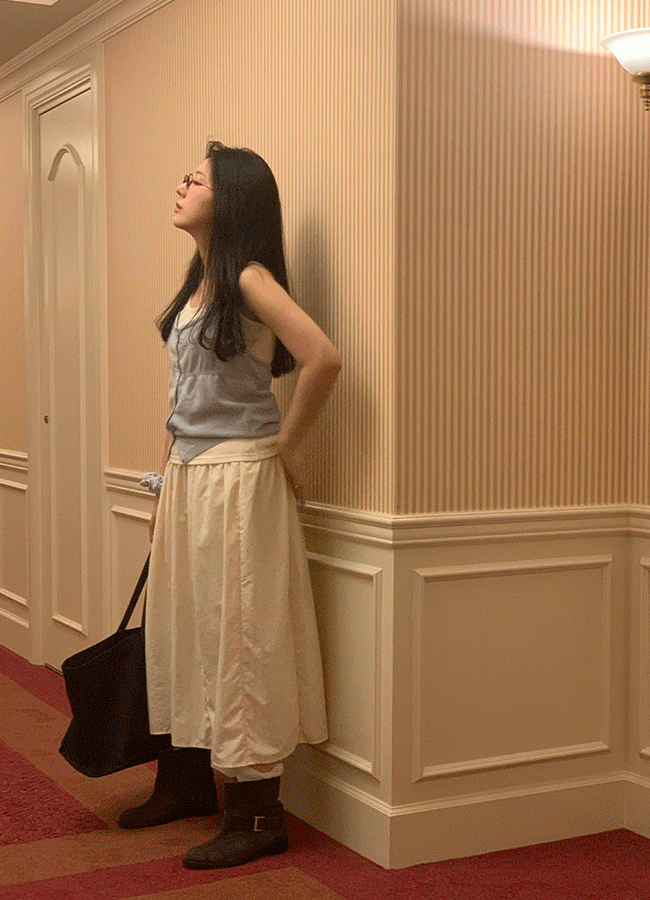 Edition nylon long skirt (2color)