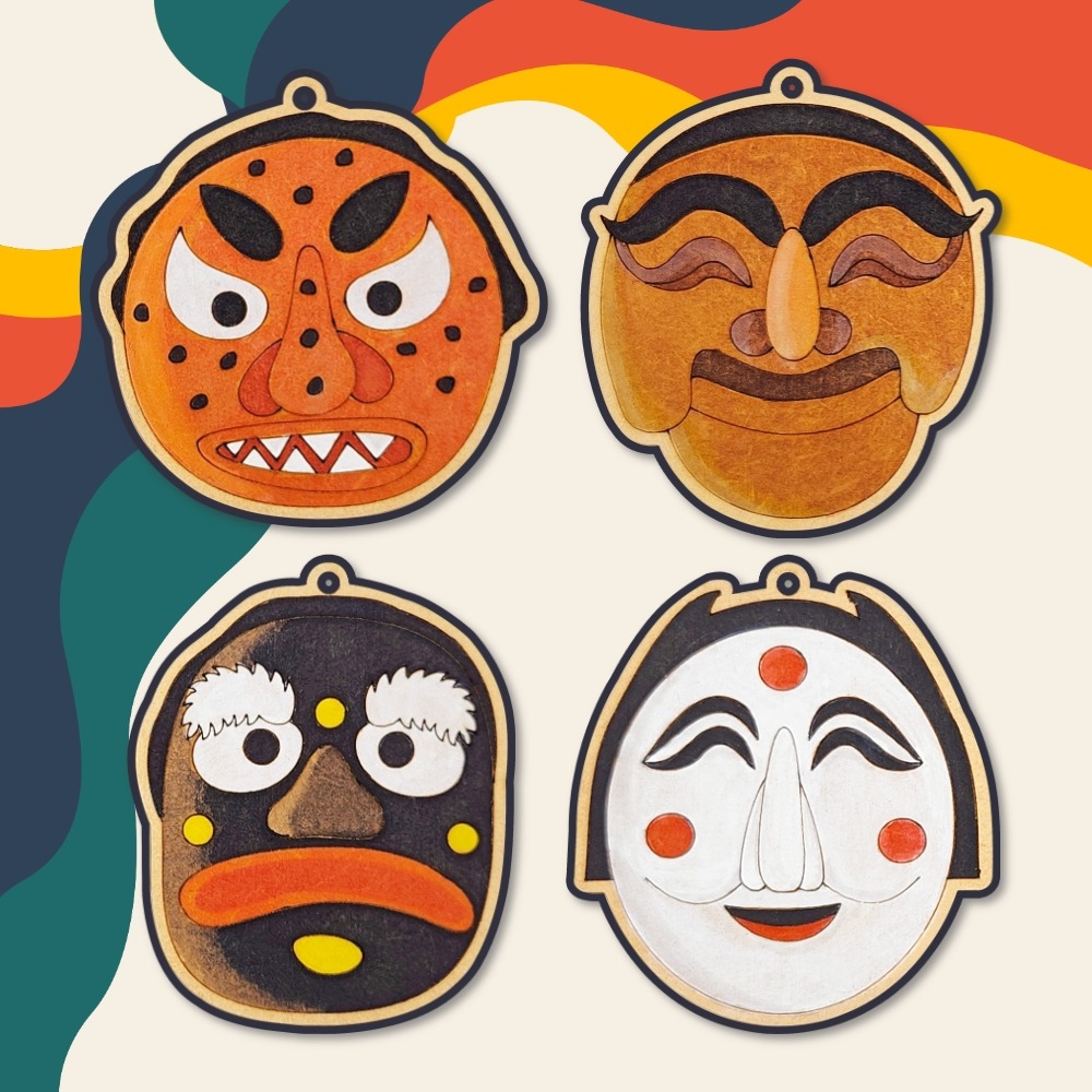 플레이우드 우리나라 전통 탈 가방걸이 4종(택1) - 101BOX