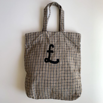 R&amp;D.M.Co-  linen check tote bag