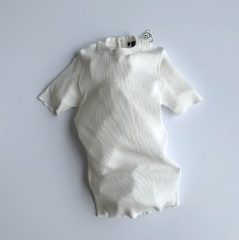 R&amp;D.M.Co-  rib knit &amp; sew half sleeve(화이트)