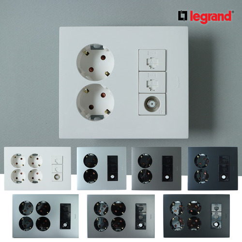 르그랑 아펠라 통합수구 복합 거실 콘센트 2구 통신 3구 화이트 커버