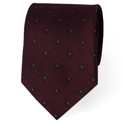 Small Dot Floral  Silk 100% - Burgundy