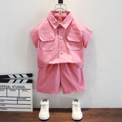 SC 윤이 덮힌포켓셔츠 상하세트 (핑크 13호)